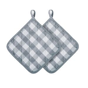 Traditional Elegance Buffalo Check Pot Holder - Grey - Set of Two